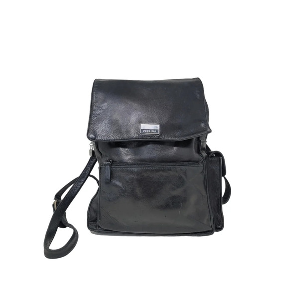 Perlina Black Leather Backpack - Picture 1 of 13